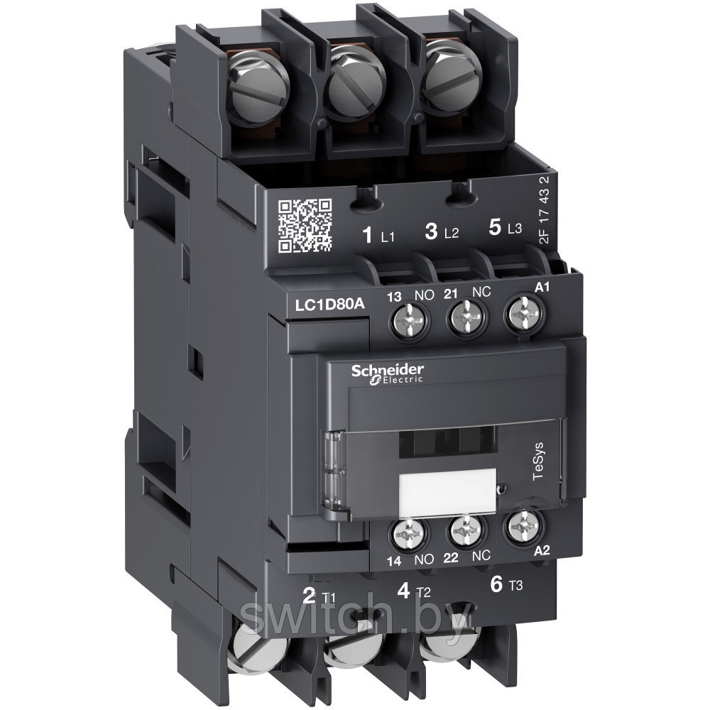 LC1D80A6M7 3P КОНТАКТОР AC3 440В 80A КАТУШКА УПР. 220В AC 50/60ГЦ ПОД КОЛЬЦЕВОЙ НАКОНЕЧНИК