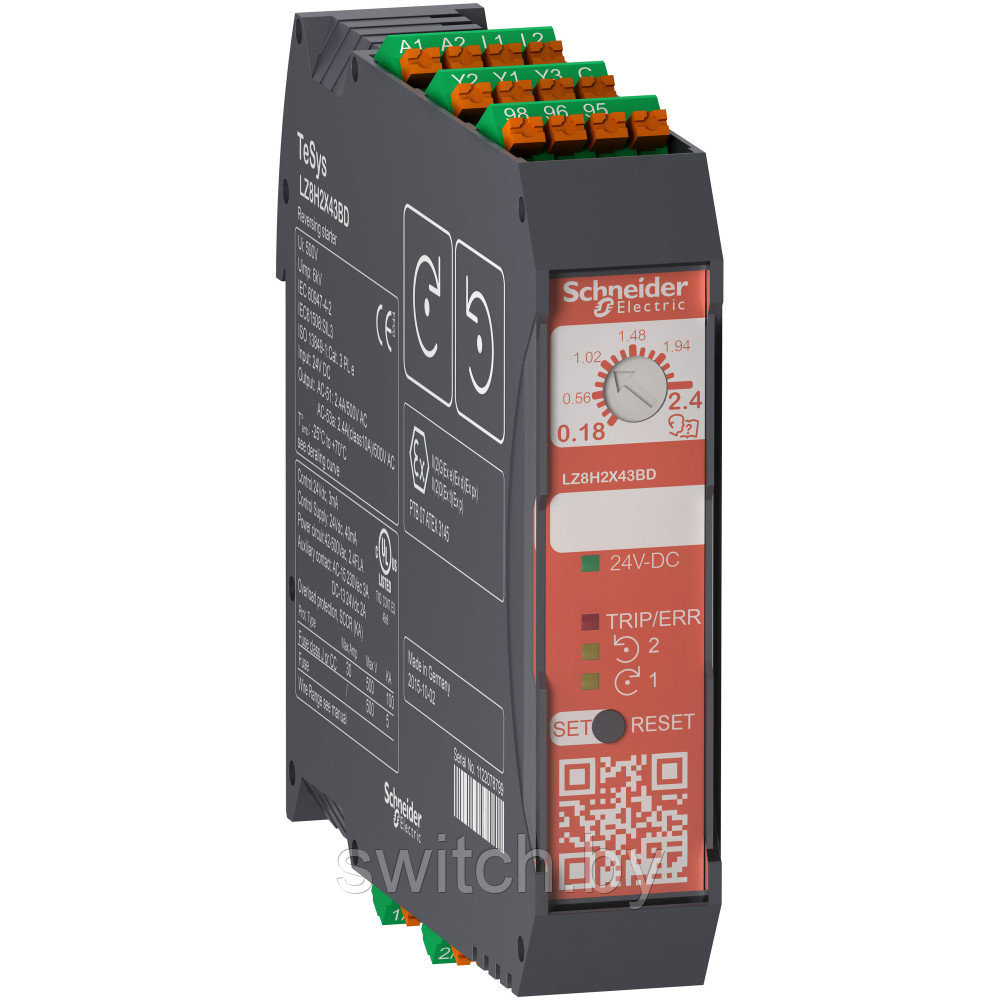 LZ8H2X43BD РЕВЕРСИВНЫЙ ПУСКАТЕЛЬ TESYSH БЕЗОПАСНОГО ОТКЛЮЧЕНИЯ 0,18…2,4A 24VDC ПРУЖ.ЗАЖ.