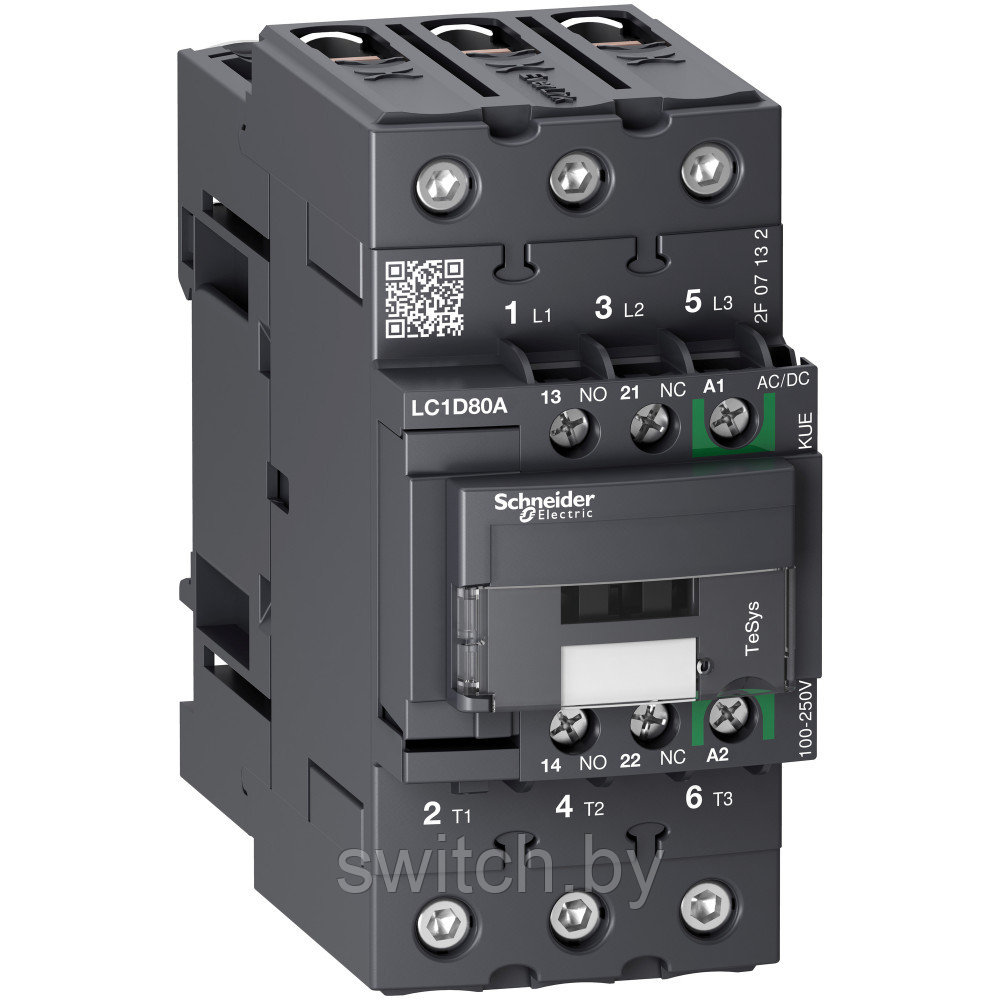 LC1D80AKUE КОНТАКТОР D 3P,80A,НО+НЗ,С УНИВЕРСАЛЬНОЙ КАТУШКОЙ УПРАВЛЕНИЯ 100-250BAC/DC