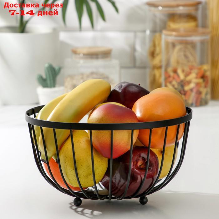 Ваза для фруктов Доляна, 25×25×13,5 см, цвет чёрный - фото 1 - id-p214209882