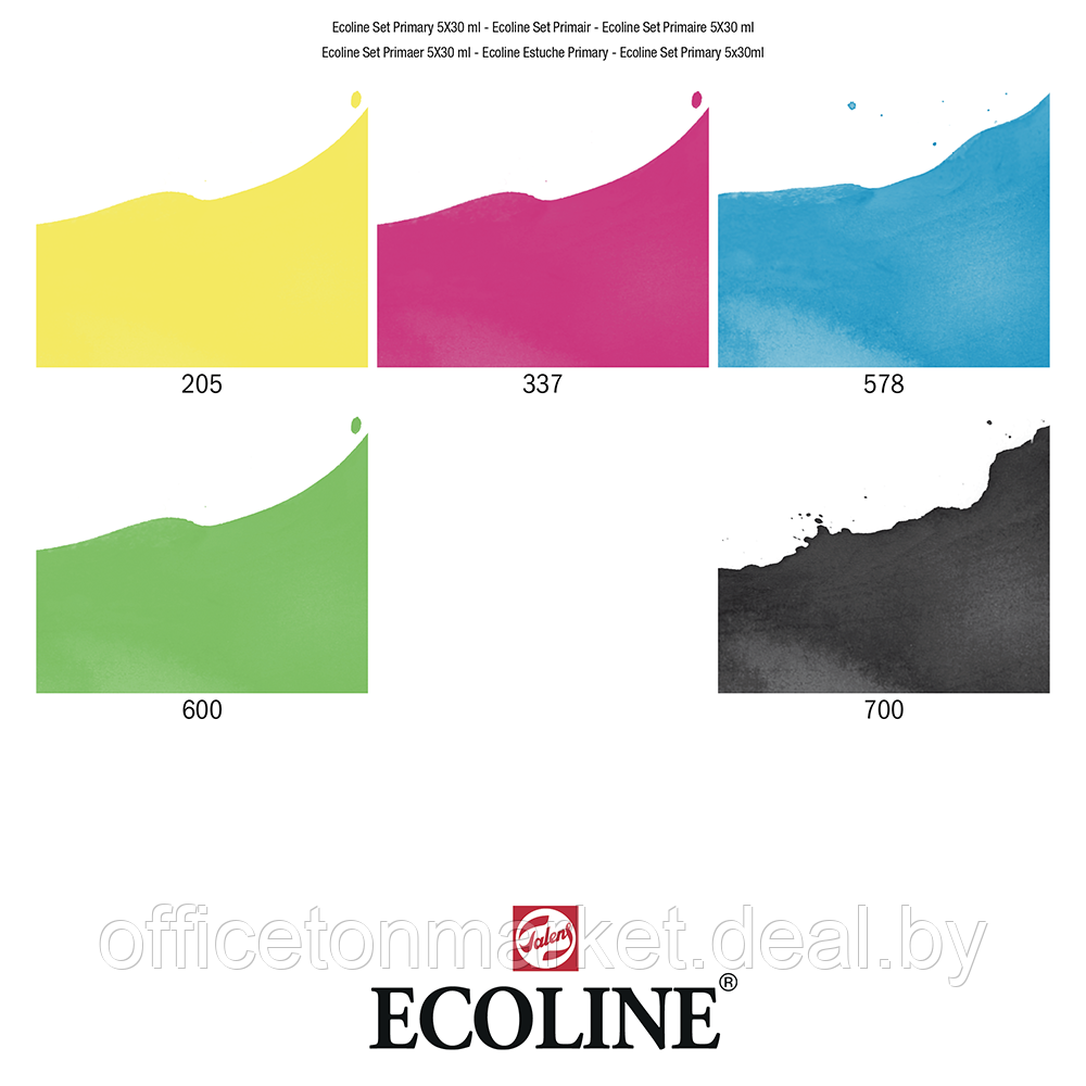Набор жидкой акварели "ECOLINE" базовый, 5 цветов, 30 мл - фото 2 - id-p214255827