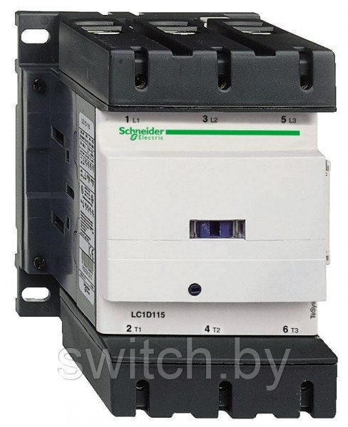 LC1D1156FE7 КОНТАКТОР D 3Р, 115 A, НО+НЗ, 115V 50/60 ГЦ, ЗАЖИМ ПОД КОЛЬЦ. НАКОН.,
