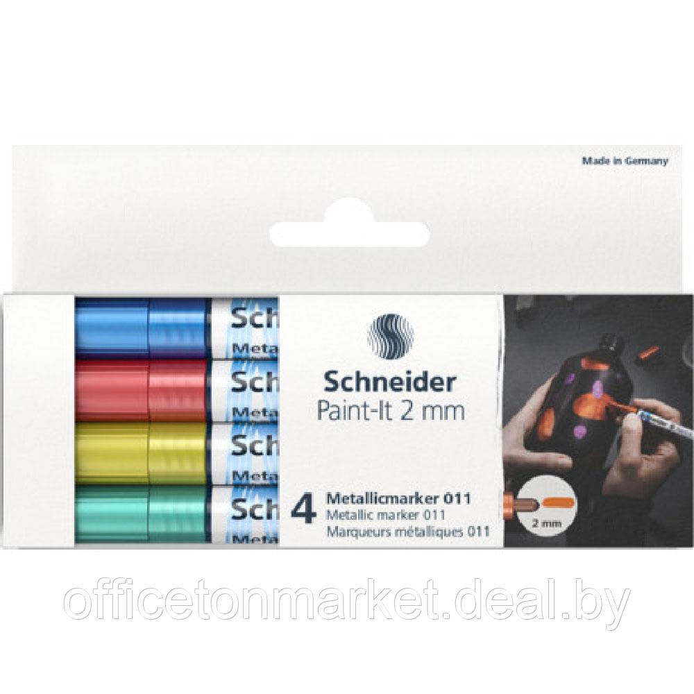 Набор маркеров перманентных Schneider "Paint-It 011 Set 2", 4 шт, ассорти металлик - фото 2 - id-p214206882