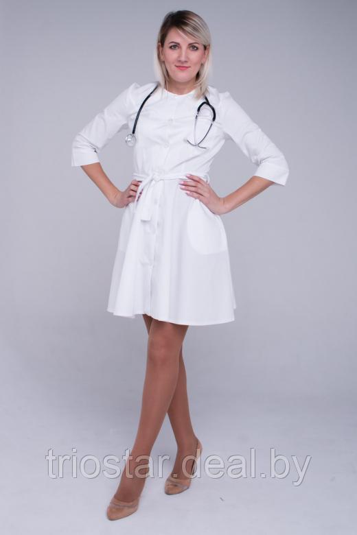 Халат медицинский женский Злата (цвет белый, кнопки белые) 52 - фото 1 - id-p214259583