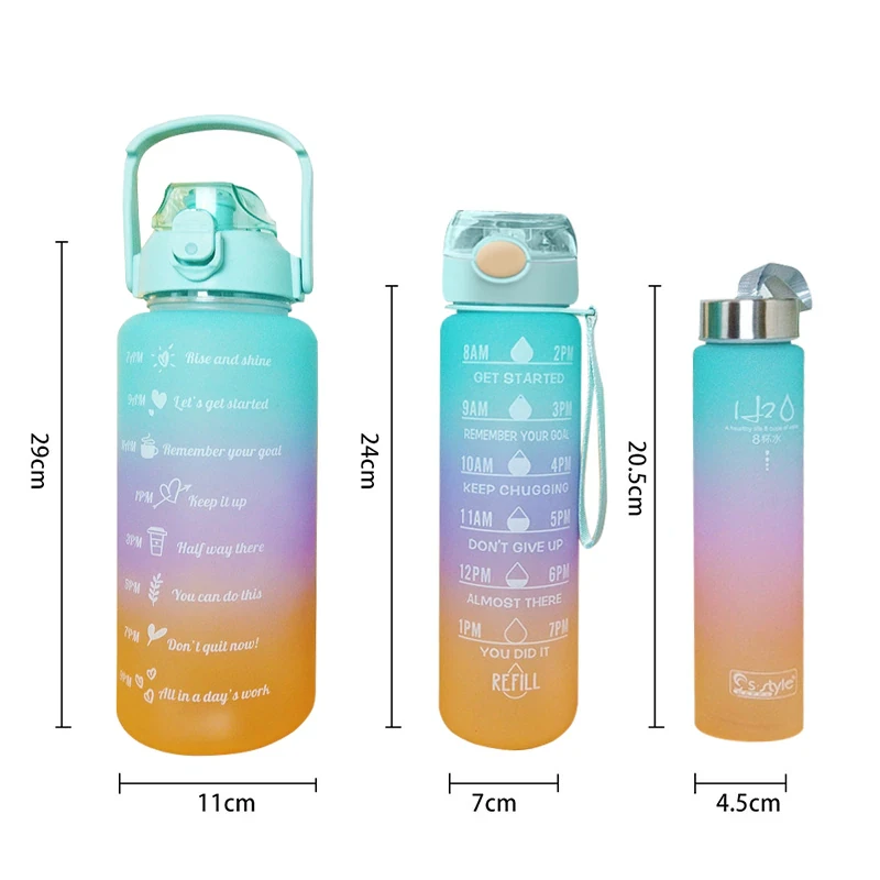 Набор бутылок для воды с маркером времени, комплект из 3 шт. Мотивационная бутылка для питья - фото 4 - id-p214260549
