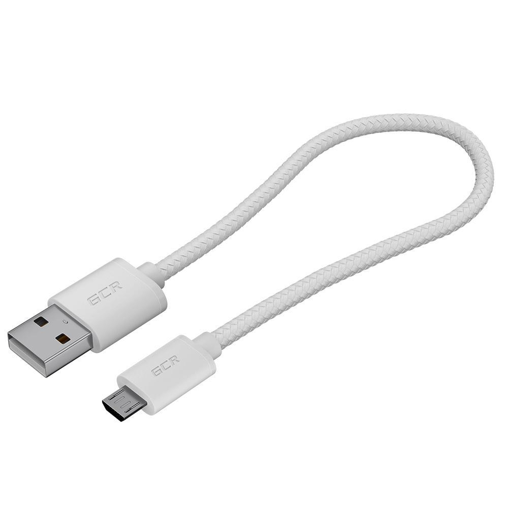 GCR Кабель 0.5m MicroUSB, быстрая зарядка, белый нейлон, GCR-54081 Greenconnect - фото 1 - id-p214261416