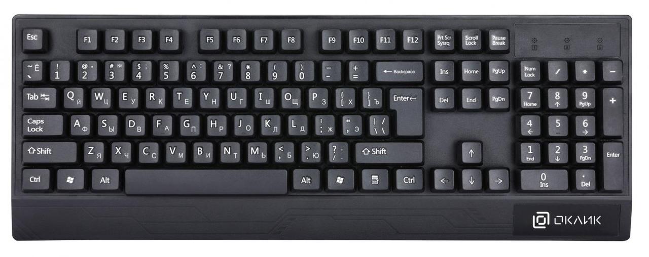 Клавиатура Оклик 115M черный USB (подставка для запястий) - фото 1 - id-p214260830