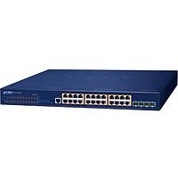 Коммутатор PLANET Layer 3 24-Port 10/100/1000T 802.3at PoE + 4-Port 10G SFP+ Stackable Managed Switch (370W