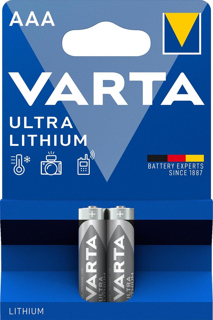 Батарейка Varta ULTRA FR03 AAA BL2 Lithium 1.5V (6103) (2/20/100) (2 шт.) - фото 1 - id-p214269186