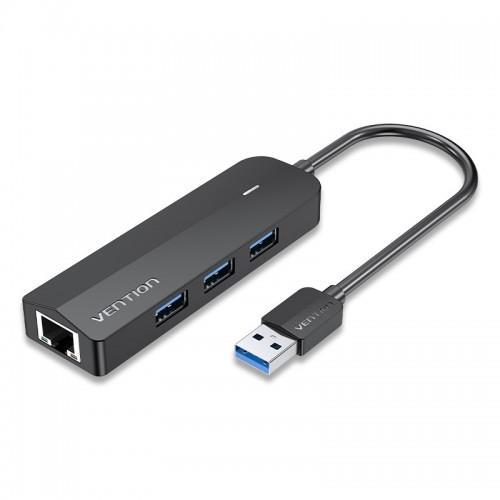 Сетевой адаптер Vention USB 3.0 M/Gigabit Ethernet RJ45 F+OTG хаб 3xUSB Черный - 0.15м. CHNBB - фото 1 - id-p214261475