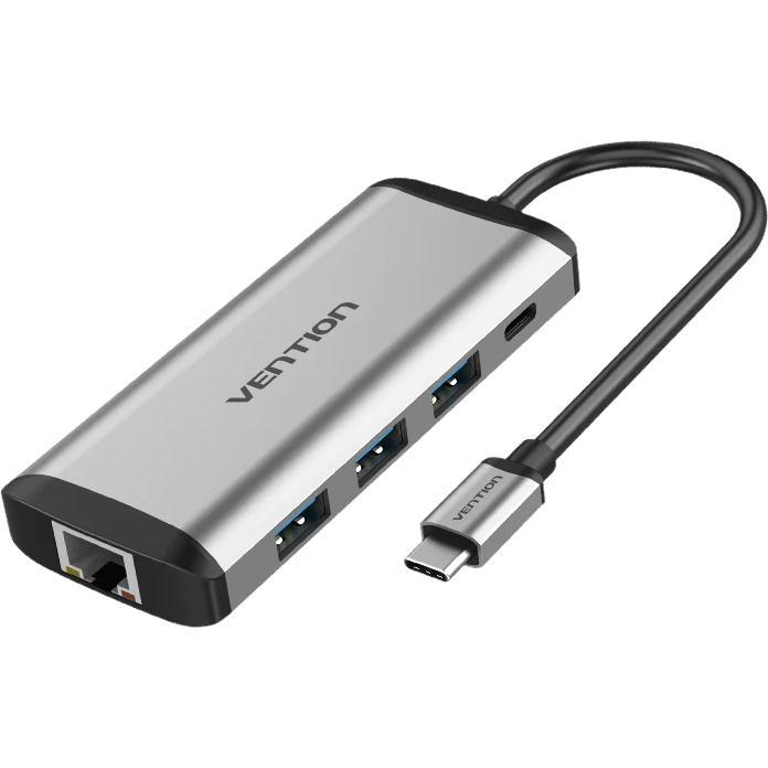 Vention THAHB Кабель-адаптер USB-C - HDMI(F)+3xUSB3.0+PD+SD/microSD CR - фото 1 - id-p214261477