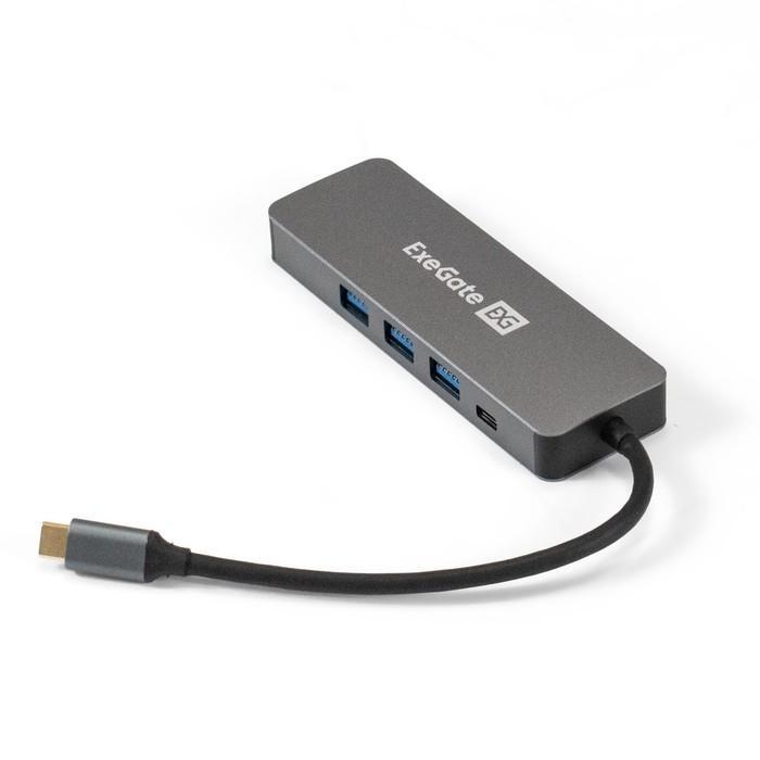 Док-станция ExeGate DUB-31C/PD/H EX293984RUS (кабель-адаптер USB Type-C -- 3xUSB3.0 + PD 60W + HDMI 4K@30Hz, - фото 1 - id-p214272288