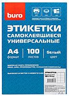 Этикетки Buro A4 105x74мм 8шт на листе/100л./белый матовое самоклей. универсальная