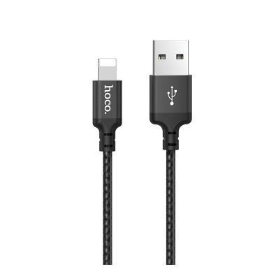 HOCO HC-62820 X14/ USB кабель Lightning/ 1m/ 2A/ Нейлон/ Black - фото 1 - id-p214276402