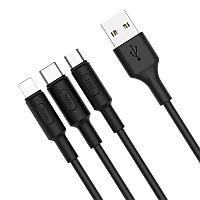 HOCO HC-80169 X25/ USB кабель 3-in-1: Lightning+Micro+Type-C/ 1m/ 2A/ Black