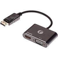 Кабель-переходник DisplayPort(M) --- HDMI(F)+VGA(F)4K@30Hz VCOM Allum shell CG640M-0.15