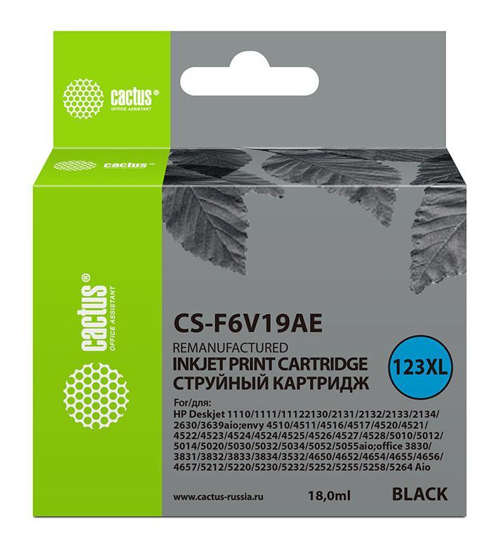 Картридж струйный Cactus CS-F6V19AE 123XL черный (480стр.) (18мл) для HP DeskJet 1110/1111/1112/2130 - фото 1 - id-p214261901