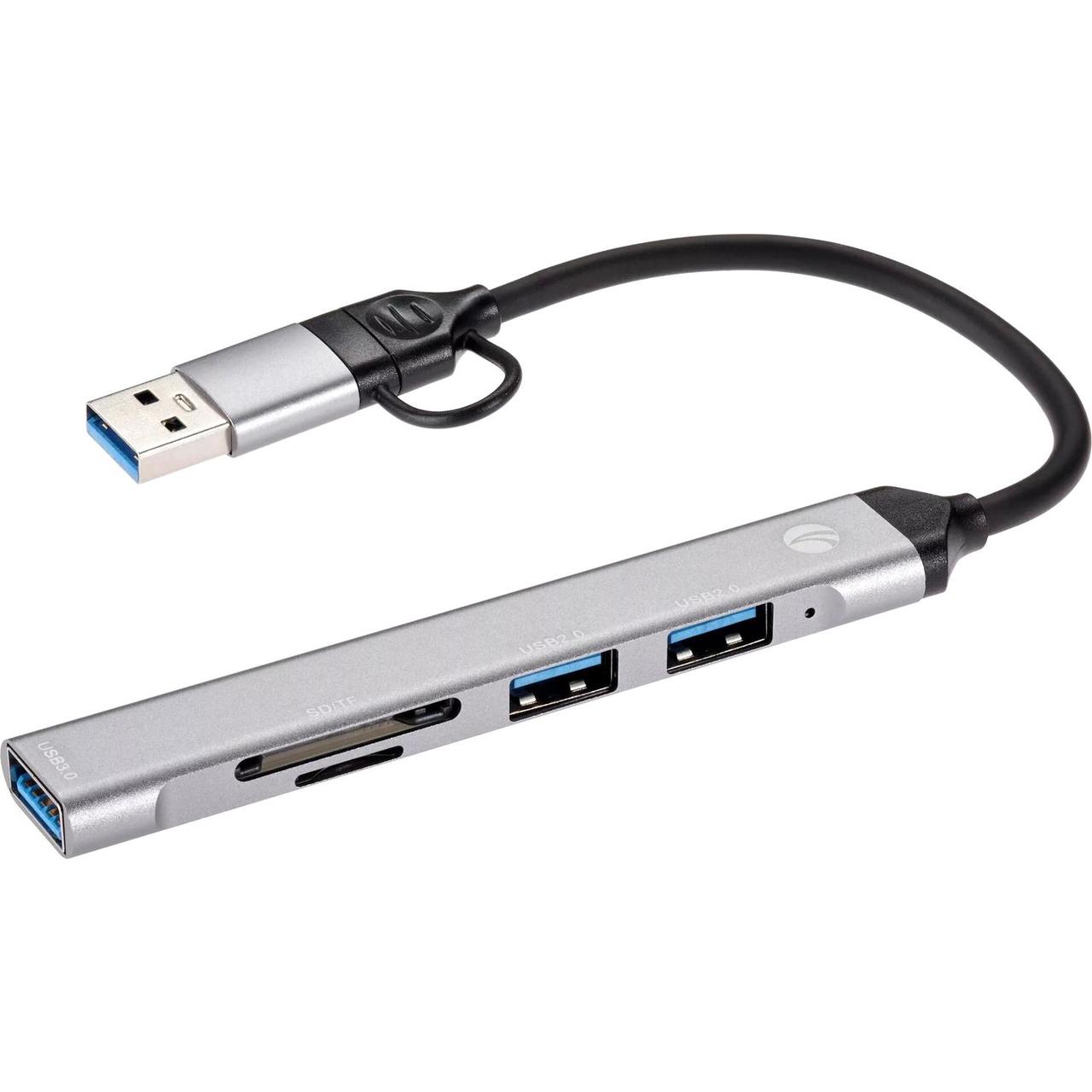 Адаптер TypeC+adapter-- USB3.0+2USB2,0+SD+TF, VCOM DH297 - фото 1 - id-p214263803