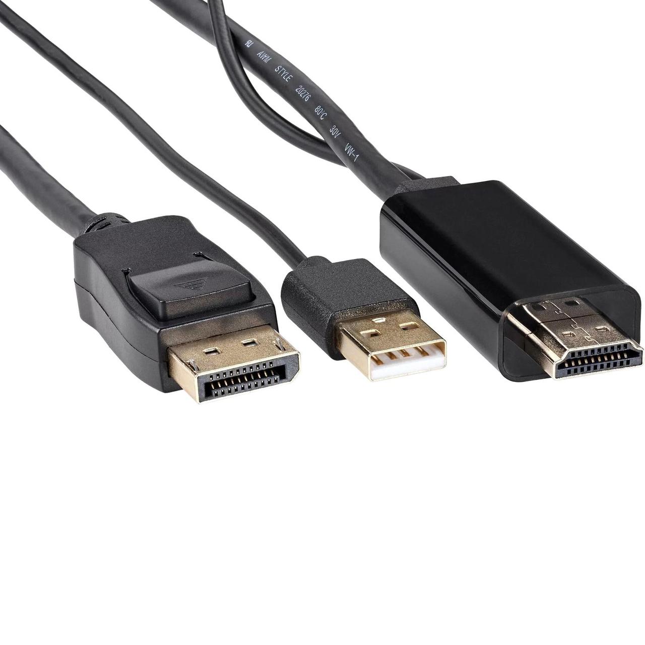 Кабель-переходник HDMI(M) +USB--- DP(M) 4K*60Hz 1.8M, VCOM CG599AC-1.8M - фото 1 - id-p214263806