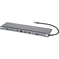 Адаптер TC--- 2USB3.0+USB2.0+RJ45(100mbs)+2HDMI+VGA+PD+TypeC+TF+SD+audio, iOpen ACU4700