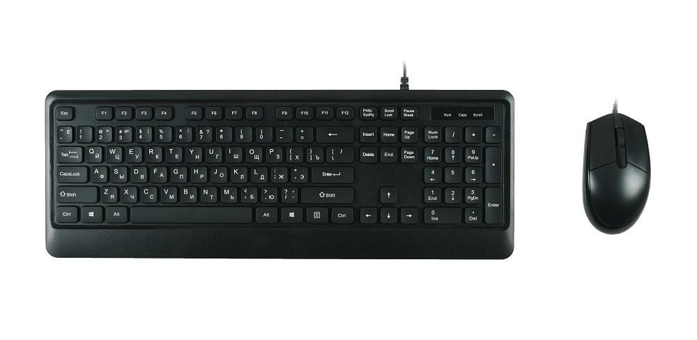 Комплект клавиатура+мышь Keyboard/mouse set MK120, USB wired, 104 кл, 1000DPI, 1.8m, black, Foxline - фото 1 - id-p214266825