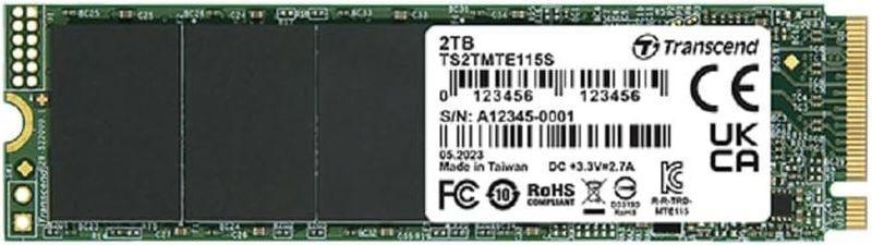 Твердотельный накопитель Transcend SSD TS2TMTE115S, 2000GB, M.2(22x80mm), NVMe, PCIe 3.0 x4, 3D TLC, R/W - фото 1 - id-p214274690