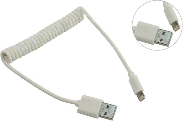 Smartbuy iK-512sp white Кабель USB AM-- Lightning 1м спиральный - фото 1 - id-p214276230