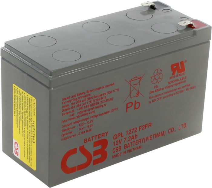 Аккумуляторная батарея CSB GPL-1272 (12V, 7,2Ah, срок службы до 10лет) клеммы F2 - фото 1 - id-p214263935