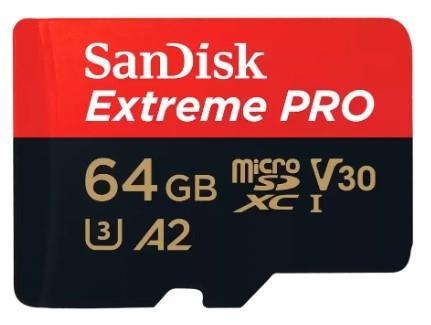 Micro SecureDigital 64GB Extreme Pro microSD UH for 4K Video on Smartphones, Action Cams & Drones 200MB/s - фото 1 - id-p214265951