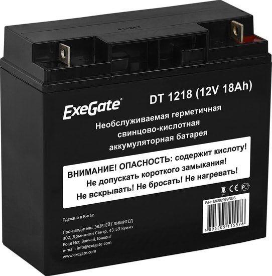 Аккумуляторная батарея ExeGate DTM 1218 (12V 18Ah, клеммы F3 (болт М5 с гайкой) (EX293360RUS) - фото 1 - id-p214276551