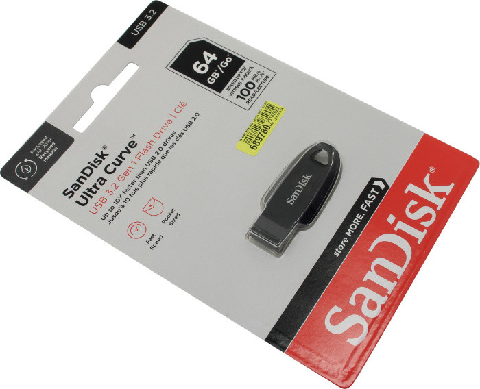 Накопитель SanDisk Ultra Curve SDCZ550-064G-G46 USB3.2 Flash Drive 64Gb (RTL) - фото 1 - id-p214276552