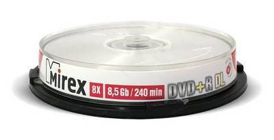 Диск DVD+R Disc Mirex UL130069A8L 8.5Gb 8x уп.10 шт Double Layer на шпинделе printable 204268 - фото 1 - id-p214262994
