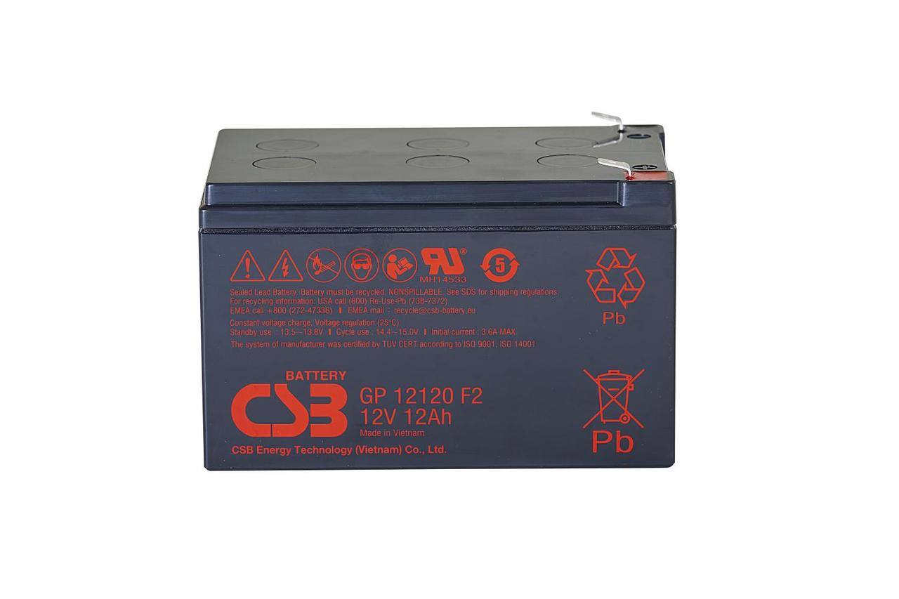 Батарея CSB серия GP, GP12120 F2, напряжение 12В, емкость 12Ач (разряд 20 часов), макс. ток разряда (5 сек.) - фото 1 - id-p214272075