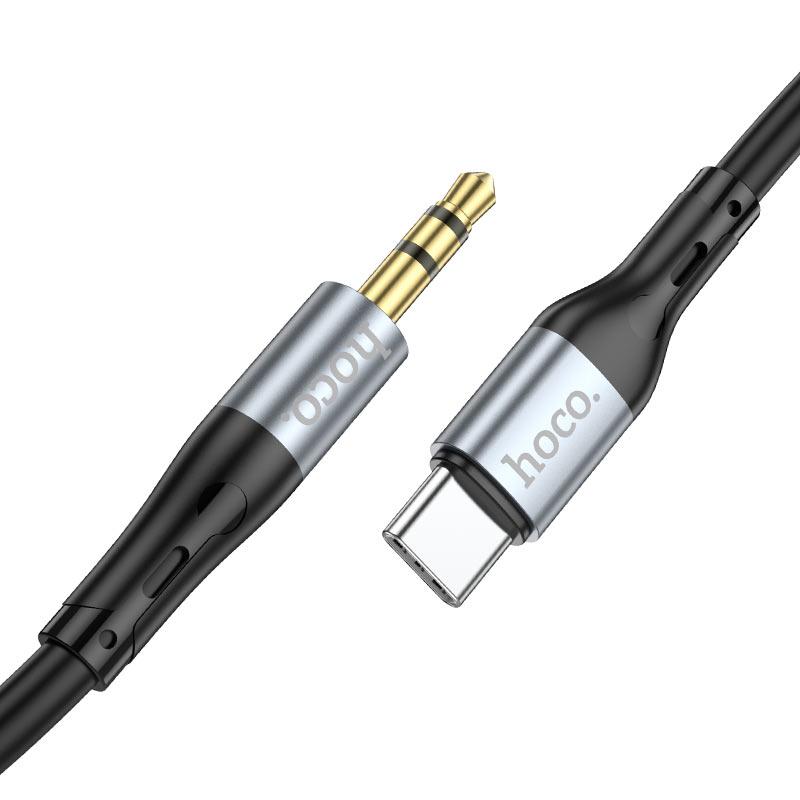 AUX кабель Type-C - Jack 3.5 1м - HOCO UPA22, силиконовая оплетка, чёрный - фото 3 - id-p214277224