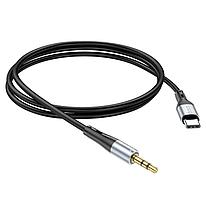 AUX кабель Type-C - Jack 3.5 1м - HOCO UPA22, силиконовая оплетка, чёрный