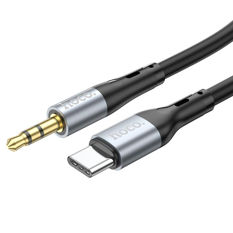 AUX кабель Type-C - Jack 3.5 1м - HOCO UPA22, силиконовая оплетка, чёрный - фото 2 - id-p214277224