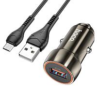 Автомобильное зарядное устройство - HOCO Z46, 5-12V, 3000mA, 18W, 1xUSB(QC) + MicroUSB кабель, серый