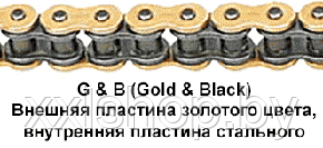 Усиленная гоночная цепь для мотокросса Did 520MX золото/черная (116 звеньев), фото 2