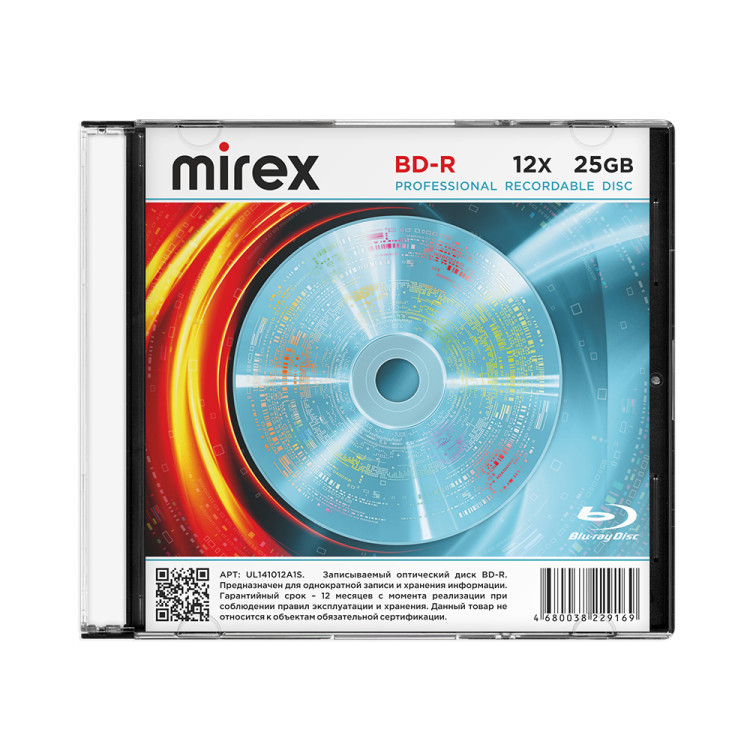 Диск BD-R - MIREX 25GB 12X Slim Сase (Blu-ray)