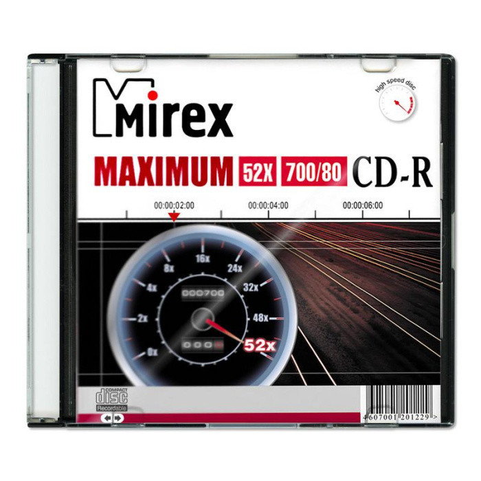 Диск CD-R Mirex 700 Mb 52х Maximum Slim Case (1) (1/200) 201229 - фото 1 - id-p214263114