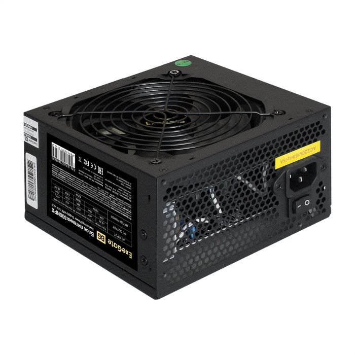 Блок питания 800W ExeGate 800NPX (ATX, PC, 12cm fan, 24pin, 2x(4+4)pin, PCI-E, 3xSATA, 2xIDE, black, кабель - фото 1 - id-p214272593