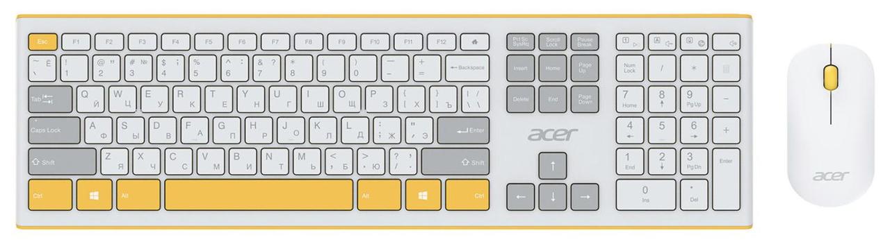 Клавиатура + мышь Acer OCC200 клав:жёлтый мышь:жёлтый USB беспроводная slim Multimedia - фото 1 - id-p214264078
