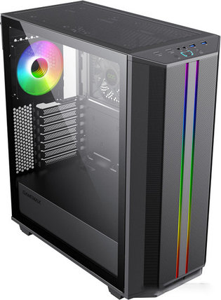 Корпус ATX Без БП GameMax Precision Black (Tempered Glass,MESH,2xUSB 3.0,PWM+ARGB Hub,1x120mm ARGB fan, фото 2