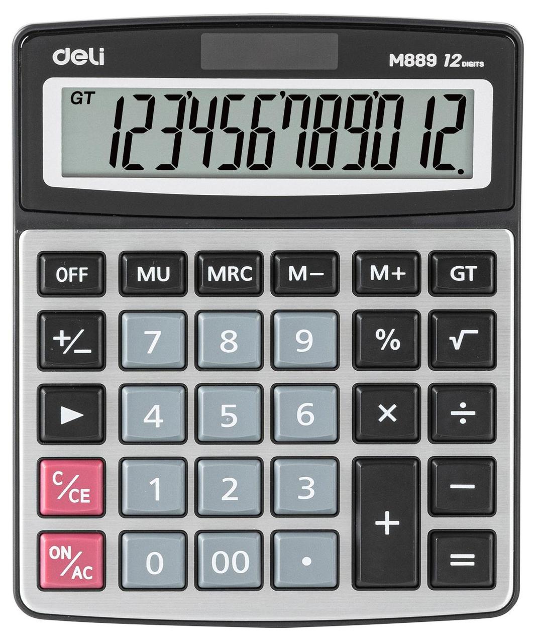 Калькулятор настольный Deli EM889 серебристый 12-разр. - фото 1 - id-p214271642