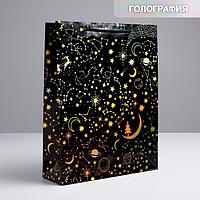 Подарочный пакет голография «Созвездия» 31 × 40 × 11 см