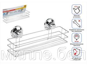 Полка для принадлежностей на вакуумных присосках, хром. сталь, FIX LOCK, PERFECTO LINEA (350x117x110 мм)