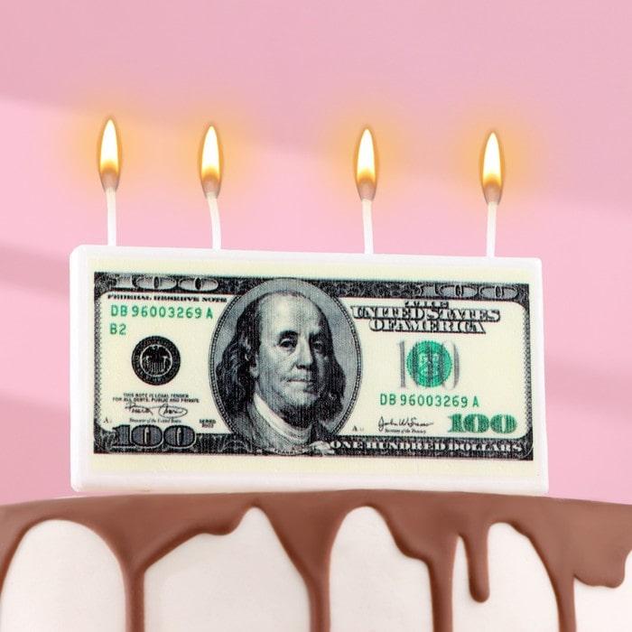 Свеча для торта «100$» 9,8 х 11,5см - фото 1 - id-p214279890