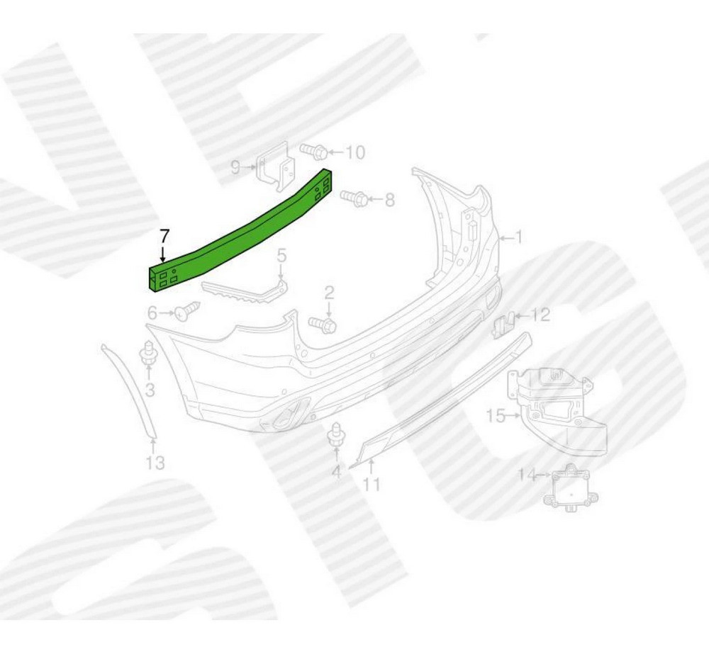 Усилитель заднего бампера для Mitsubishi Outlander III (GF0W) - фото 2 - id-p213706042