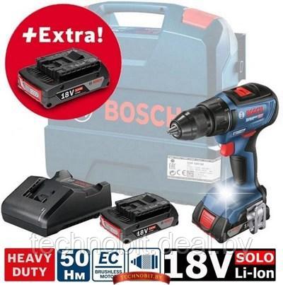 Аккумуляторная дрель-шуруповёрт Bosch GSR 18V-50 (06019H5005) 3 акк. 18V, 2 А/ч, бесщет., чемодан - фото 1 - id-p214283679