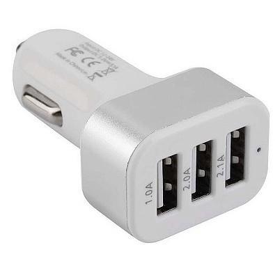 Cablexpert Адаптер питания 12V- 5V 3-USB, 2.1/2/1A, белый (MP3A-UC-CAR17) - фото 1 - id-p214284975